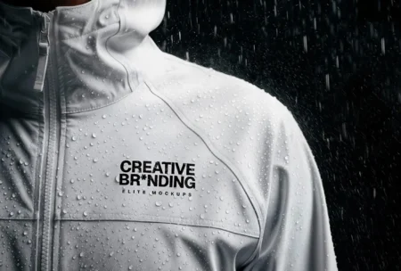 waterproof jacket with rain free mockup apparel